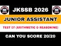 JKSSB 2026 - TEST 07 (ARITHMETIC \u0026 REASONING) by PANKAJ SIR - FAA JKPSI POLICE CONSTABLE JKPSI NT 
