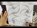 Daily Line Illusion# 2 / 3D Number 4 Pattern / Satisfying Line Illusion / Art Therapy