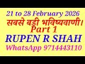 21 to 28 February 2026. सबसे बड़ी भविष्यवाणी। Part 1
