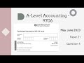 A Level Accounting May June 2023 Paper 21 9706/22 Question 4