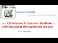 Selenium Video 15 - CSS Selectors for Selenium WebDriver – Differnt ways to find customized CSS path
