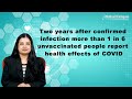 Two years after confirmed infection more than 1 in 6 unvaccinated people report health effects.
