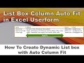 ListBox Column Auto Fit In Excel Userform | Excel Vba | Listbox in Excel vba