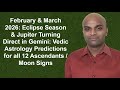 February \u0026 March 2026 Vedic Astrology Predictions for all 12 Ascendants / Moon Signs