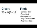 How to Find Variable Cost, Fixed Cost, and Average Cost from Total Cost Function