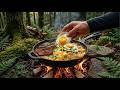 PRIMITIVE Steak, Eggs \u0026 Creamy Potatoes Cooked in The FOREST