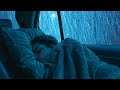 Sleep Soundly in 3 Minutes with Heavy Rain \u0026 Thunder Pouring on Rickety Car at Night