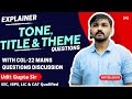 Tone, Theme \u0026 Title Questions in Reading Comprehension | SSC CGL Mains 2023