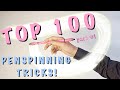 Penspinning Top 100  Awesome Tricks. Part 1. Pen spinning insane trick shots. 100 tricks using a pen