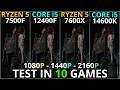 Core i5 12400F vs Ryzen 5 7500F vs Core i5 14600K vs Ryzen 5 7600X | 1080p, 1440p 4K Gaming Test