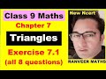Class 9 Maths  Exercise 7.1 | Ex.7.1 Class 9 Maths | Triangles | NEW NCERT | Ranveer Maths 9