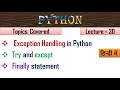 Exception Handling in Python| Lecture 30