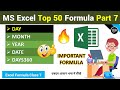 Part-7 | DAY || MONTH || YEAR || DATE || DAYS360 Excel Formula in Hindi | Excel Top 50 formulas