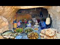 Life in a Iranian Village | Fresh Bread, Fish🐟 \u0026 Pilaf Vegetable In a Rainy Day