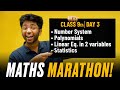 Class 9th- Complete Maths Marathon🔥 | Number System | Polynomials | Linear Eq in 2 Variable | Stats