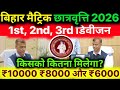 मैट्रिक छात्रवृत्ति किसको कितना मिलेगा : Bihar Board 10th Scholarship 2026 | 1st, 2nd \u0026 3rd Division