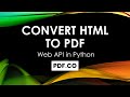 How to Convert HTML File to PDF in Python using PDF.co Web API