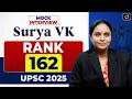 UPSC Result 2025 | Surya VK | Rank 162 | Mock Interview | Drishti IAS English