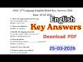 SSLC 2nd Language English Key Answers 2026 | 25-03-2026 Exam Paper Solutions  Download | Karnataka