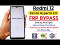 Redmi 12 Frp Bypass 2025 Without Pc | Xiaomi Redmi 12 Google Account Bypass HyperOs 2.0 New Update
