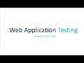 Webinar: Web Application Testing