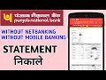 Pnb bank statement kaise nikale without Net banking without mobile banking