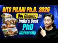 BITS PILANI PHD 2026 😱 BIG CHANCE FOR YOU ✅ BEST UNIVERSITY PHD