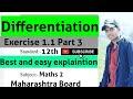 Differentiation Exercise 1.1 Part 3 Class 12 HSC Maths 2 Maharashtra board New syllabus 2021-22