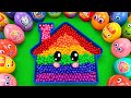 Making House Beads Bathtub by Mixing SLIME in Rainbow Eggs CLAY Coloring..! Satisfying ASMR Videos