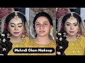 Bridal Mehndi Makeup Tutorial 😍 Full HD Transformation | Soft Glam Bridal Look Step by Step 