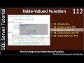 Table Valued Functions | Part 3 - Use In Line Table Valued | SSMS TSQL Tutorial #112