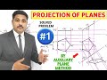 PROJECTION OF PLANES SOLVED PROBLEM 1 IN HINDI IN ENGINEERING DRAWING @TIKLESACADEMYOFMATHS