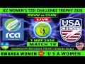 Rwanda Women vs United States Women | RWAW vs USAW | 19th Match of ICC Women's T20I Challenge Trophy