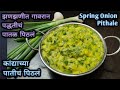 कांदाच्या पातीचं पिठलं रेसिपी मराठी | Spring Onion Pithle | kanda paat besan bhaji|कांदा पातीची भाजी