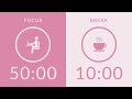 50/10 Pomodoro Timer with Pink Noise 🎧 2-Hour Study with Me for Deep Focus \u0026 ADHD ✨