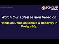 Hands on Demo on Backup \u0026 Recovery in PostgreSQL Session Video #postgresql  #database #db #webinar