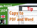 Ms Project 2024 ● Copy from MS Project to a PDF and to Word ● Tip