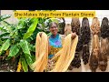 How This Nigerian Lady Makes Wigs, Bags, shoes, (Hairs) From Plantain and banana stems