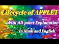 LIFECYCLE OF APPLET || init(), destroy(),stop(),paint()||Hindi and English||#Forexampreparation