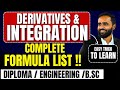 Complete Integration \u0026 Deriavtive Formulae List|Easy Trick to Learn|Engineering|Diploma |B.sc