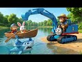 Monkey Funny | Papa, PiPi and Bunny Save Shark’s Dry Lake | Monkey Cartoon