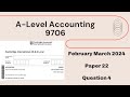 A Level Accounting February March 2024 Paper 22 9706/22 Question 4