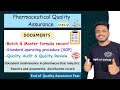 Documentation | Batch Formula Record | Master Formula Record | SOP | Quality audit | Quality Review