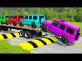 Flatbed Truck McQueen | Transportation With Truck - Pothole vs Car #107 | BeamNG.Drive Gameplay