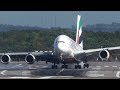 Unbelieveable AIRBUS A380 HARD CROSSWIND LANDING during a STORM at Düsseldorf - 4K