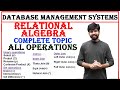 relational algebra complete topic in dbms, various operations, various operators, relational algebra