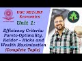 Unit 1.8 Efficiency Criteria-Pareto Optimality, Kaldor–Hicks \u0026 Wealth Maximization (UGC NET Econ)