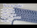 Crochet stitches FOR BEGINNERS with T-shirt yarn (Magic ring, single crochet, double crochet etc.)