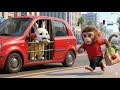 Monkey Saves Baby Rabbit from Car 🚗🐒 Funny Animal Cartoon Video 🐰✨