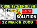 CBSE 12th English paper Solution 2026 | CBSE Class 12 English answer key 2026 |CBSE English solution